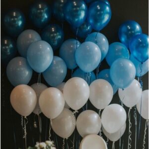 10’lu Metalik Lacivert-pastel Beyaz-mavi Balon Seti