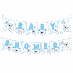 Mavi Fil Baby Shower Banner Yazı